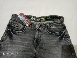 Mens Dark Gray Black Denim Jeans